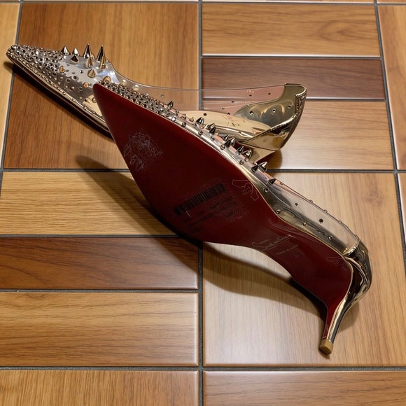 Christian Louboutin PVC Studded Spiked Red Sole Pumps - Picture 5 of 5